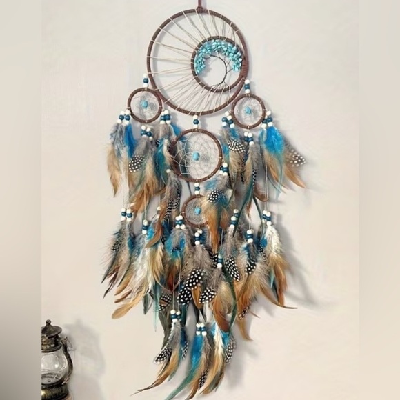 kristine’s closet Other - Large Boho Dreamcatcher Wall Hanging - Turquoise & Feather Decor